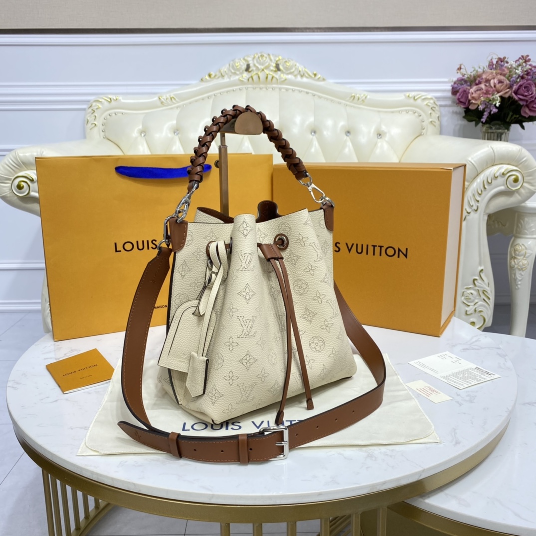 Louis Vuitton MURIA Bucket Bag Mahina Leather M55801 Cream